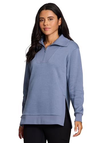 RBX Women's Fleece Sweatshirt, Blended Cotton Fleece Mock Neck 1/4